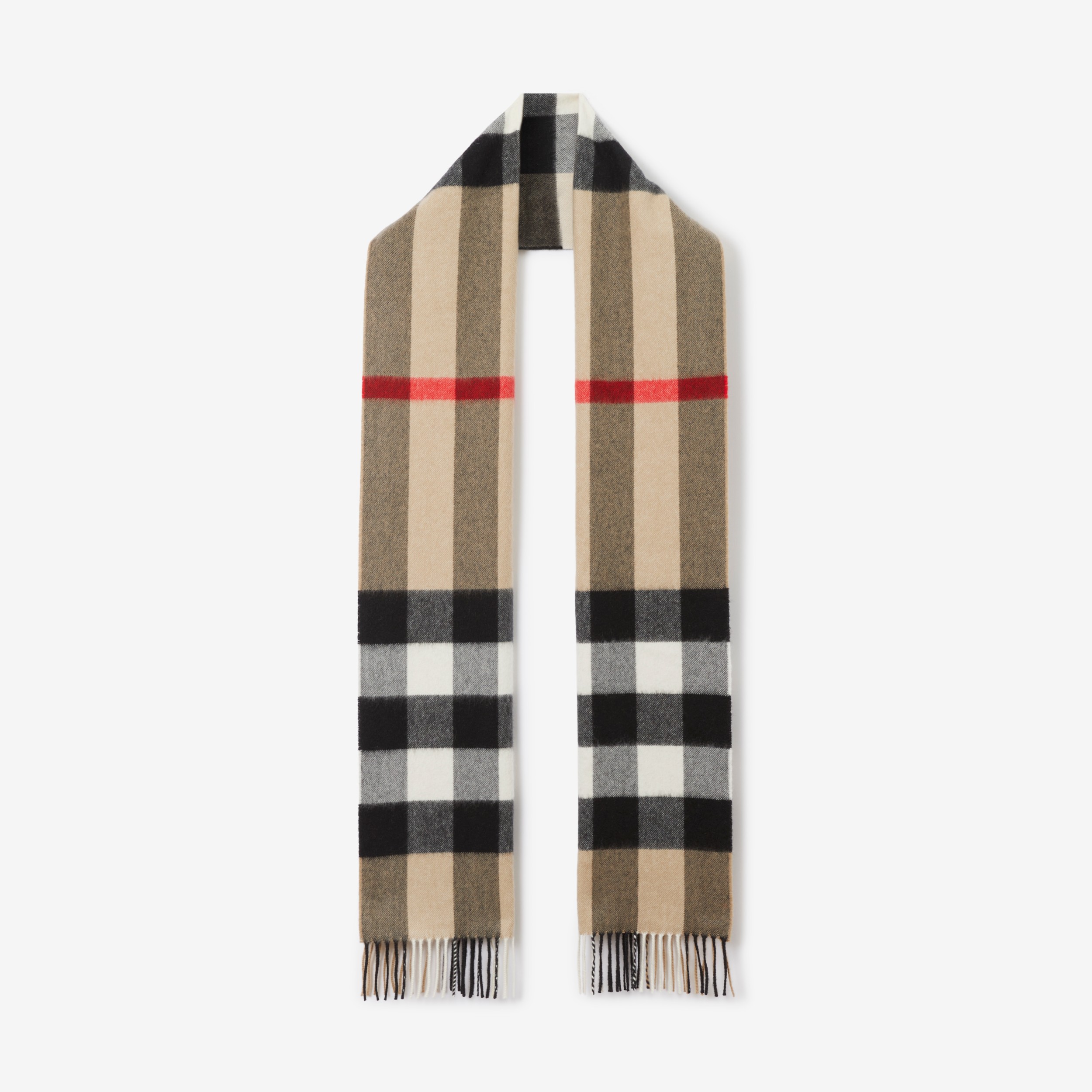 Check Cashmere Scarf in Archive Beige | Burberry® Official