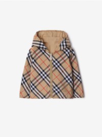 Reversible Check Cotton Blend Jacket in Sand