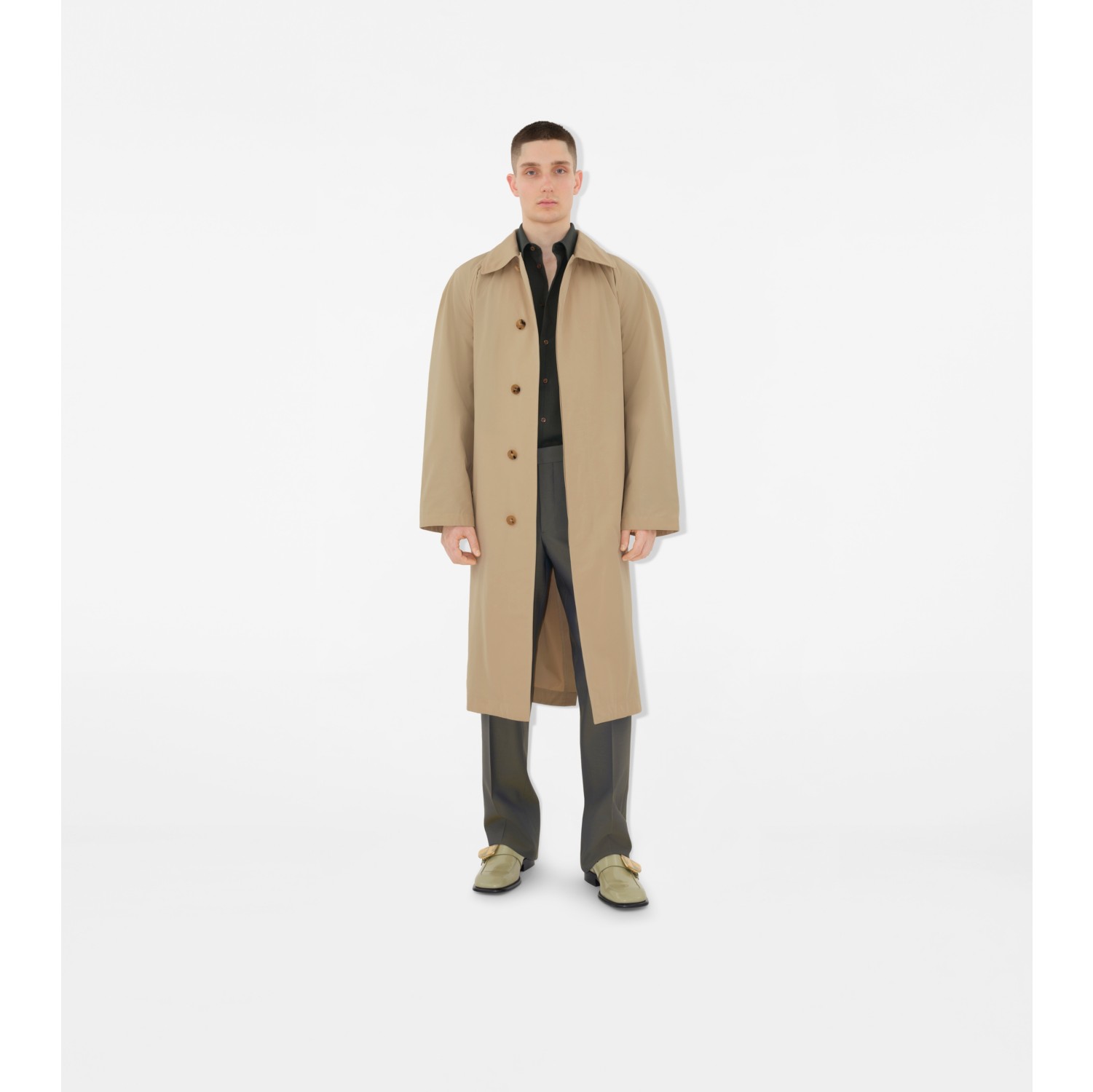 EKD Long Cotton Blend Car Coat in Sand Men Burberry® Official