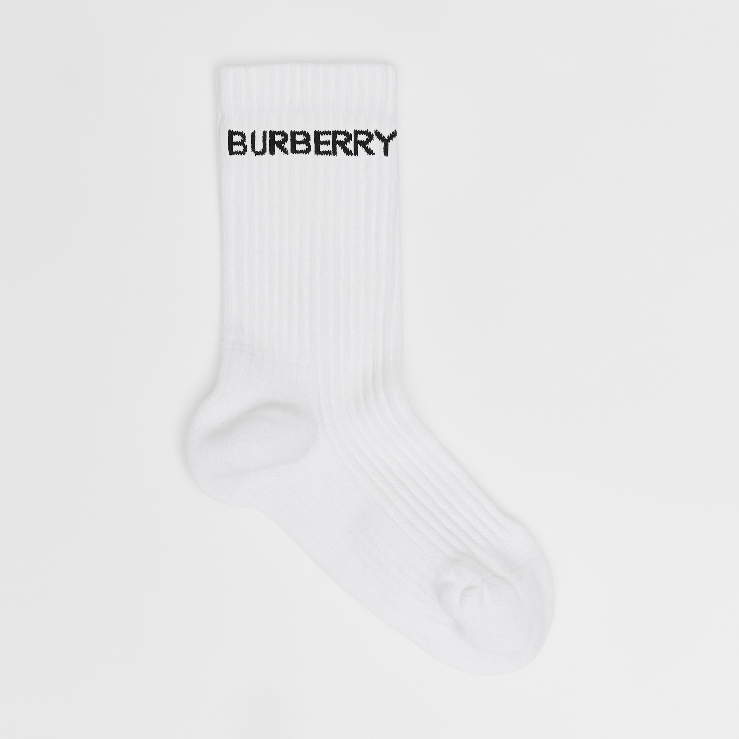 Socken aus technischer Stretchbaumwolle mit Intarsien-Logo (Weiß) | Burberry® - 1