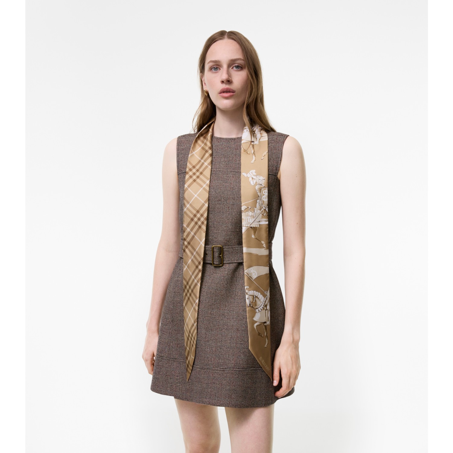 Skinny Archive Knight Silk Scarf in Finch beige | Burberry® Official
