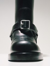 Leather Saddle Tall Boots in Black.