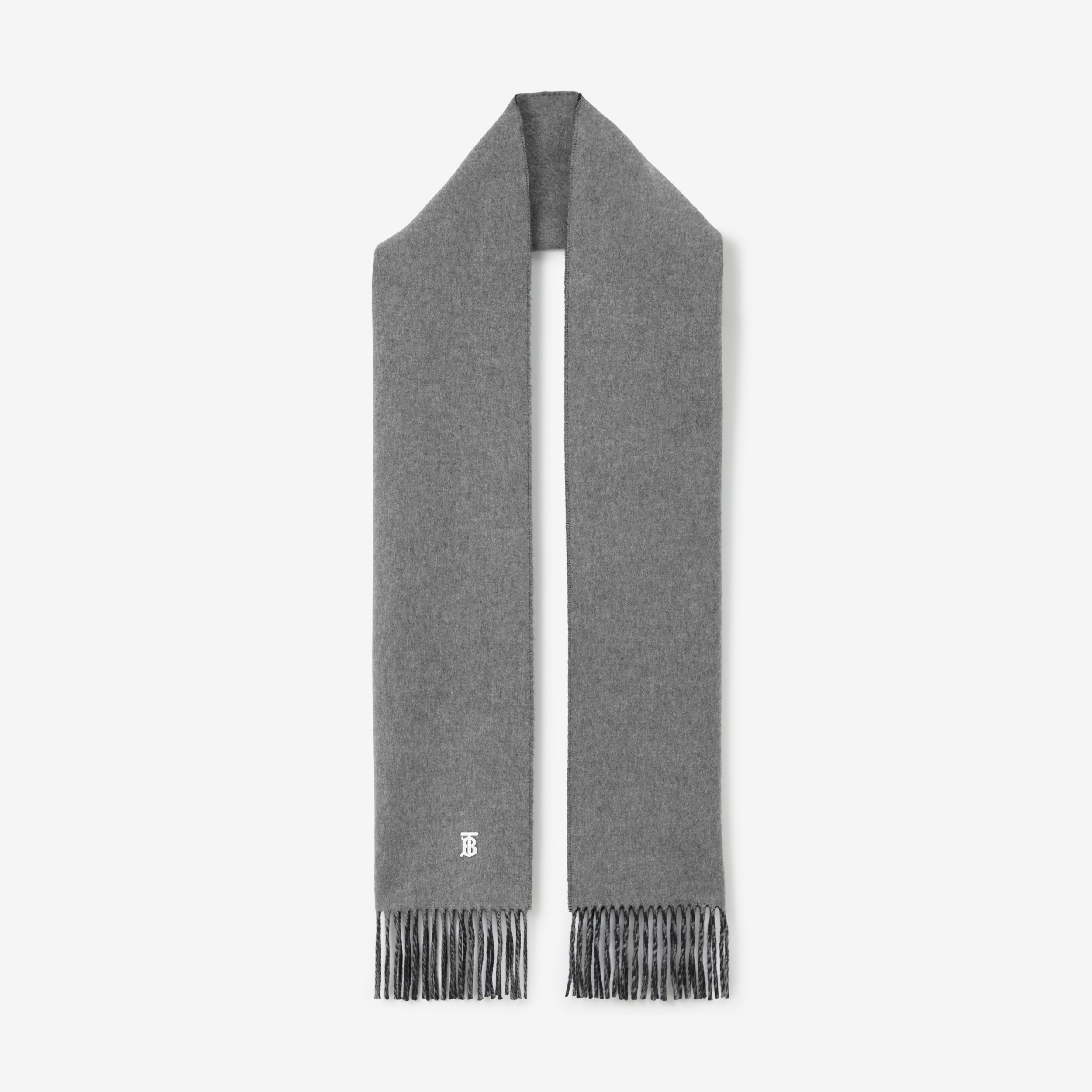 双面两用专属标识羊绒围巾 (中灰色 / 海军蓝) | Burberry® 博柏利官网 - 1