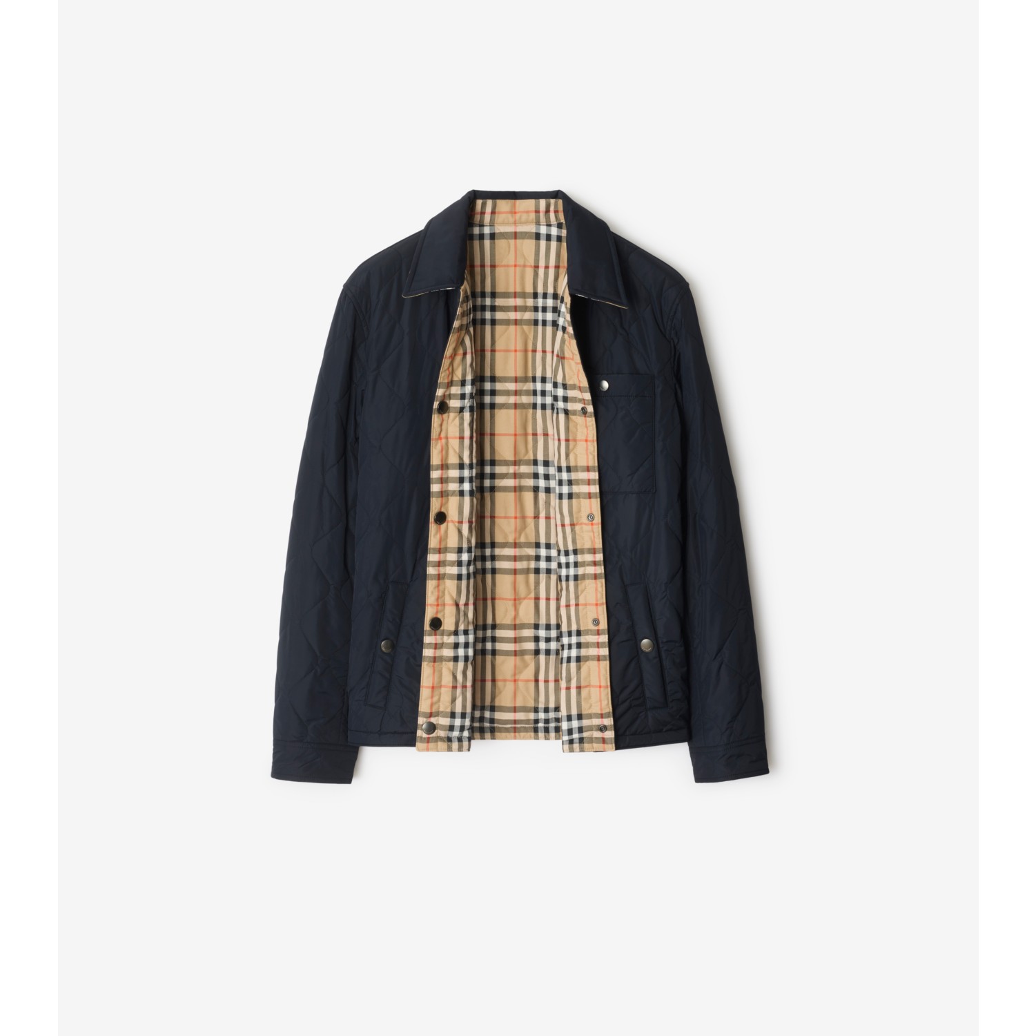 Reversible Quilted Nylon Overshirt in Navy - Men | Burberry® Official