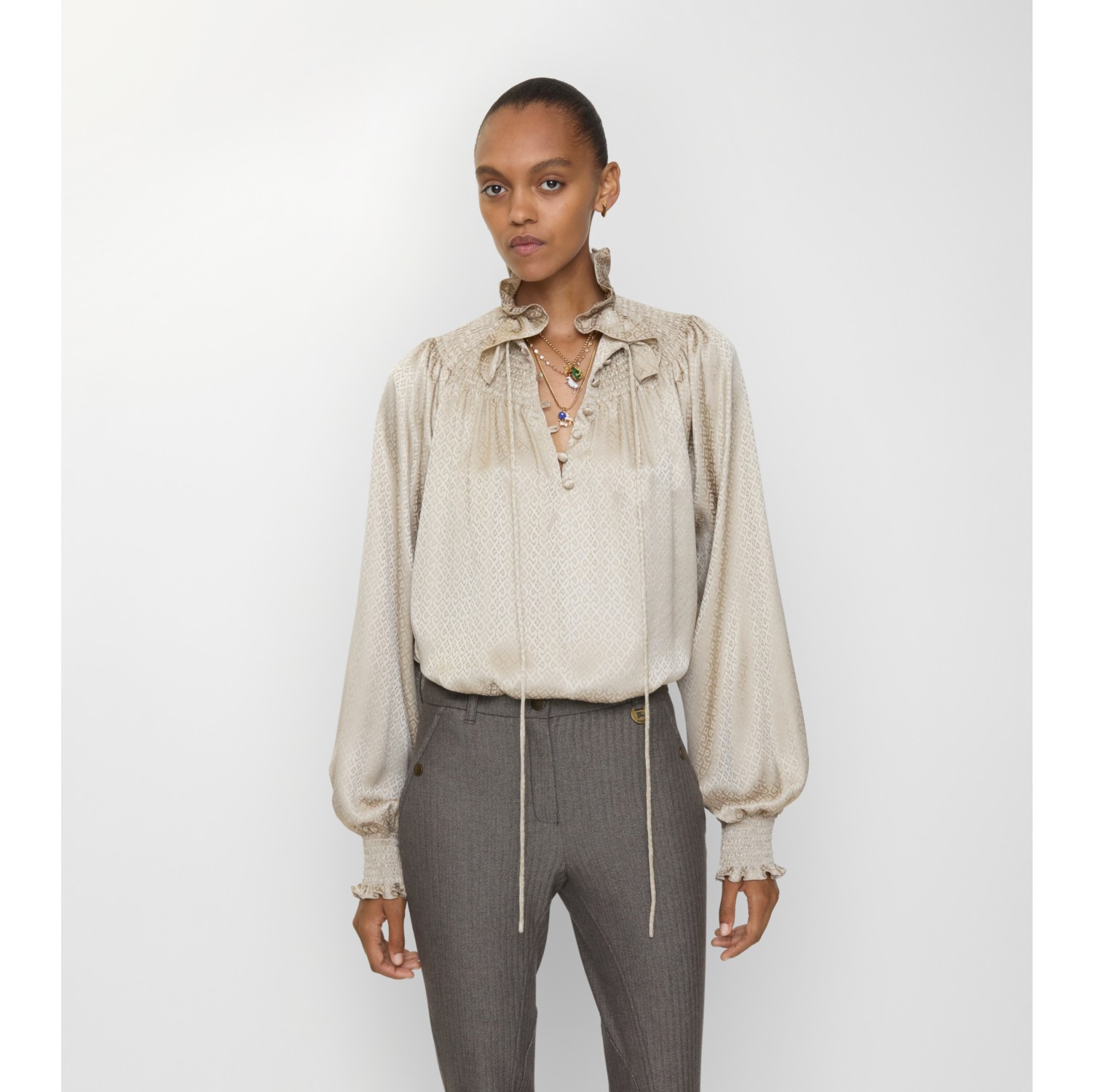 Geometric Silk Blouse