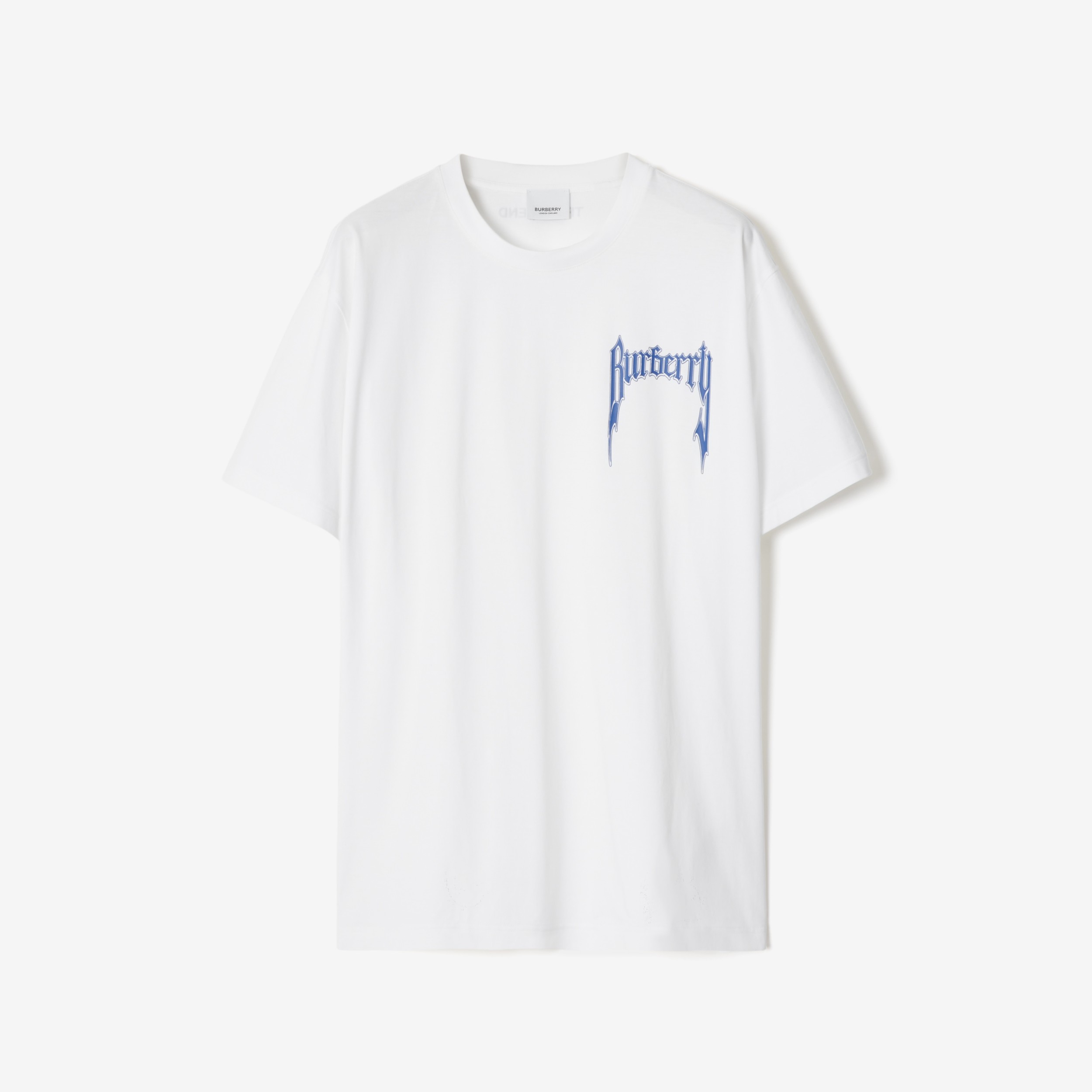 Logo Print Cotton Oversized T-shirt in White - Women | Burberry® Official