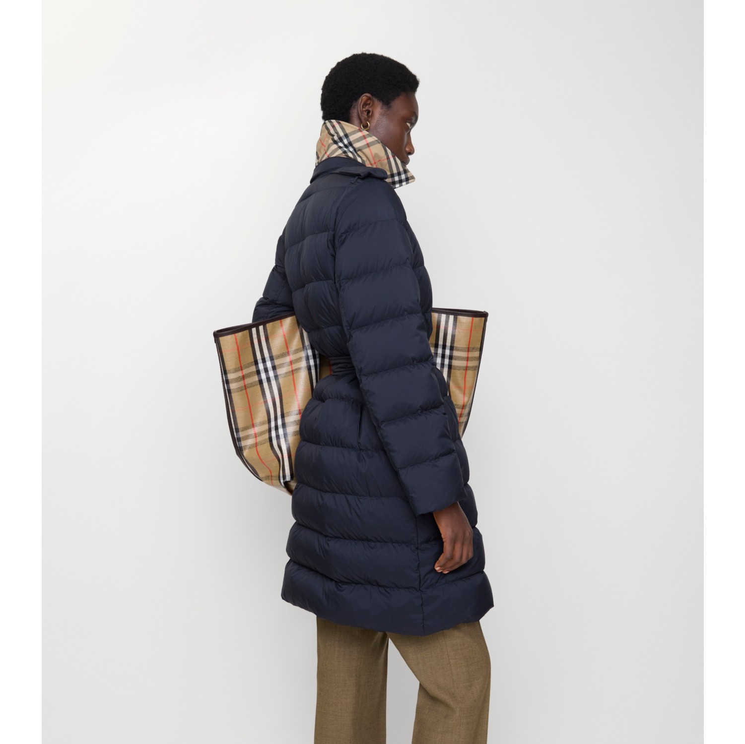 Mid-length Nylon Hooded Puffer Coat in Navy blue - Women | Burberry® Official