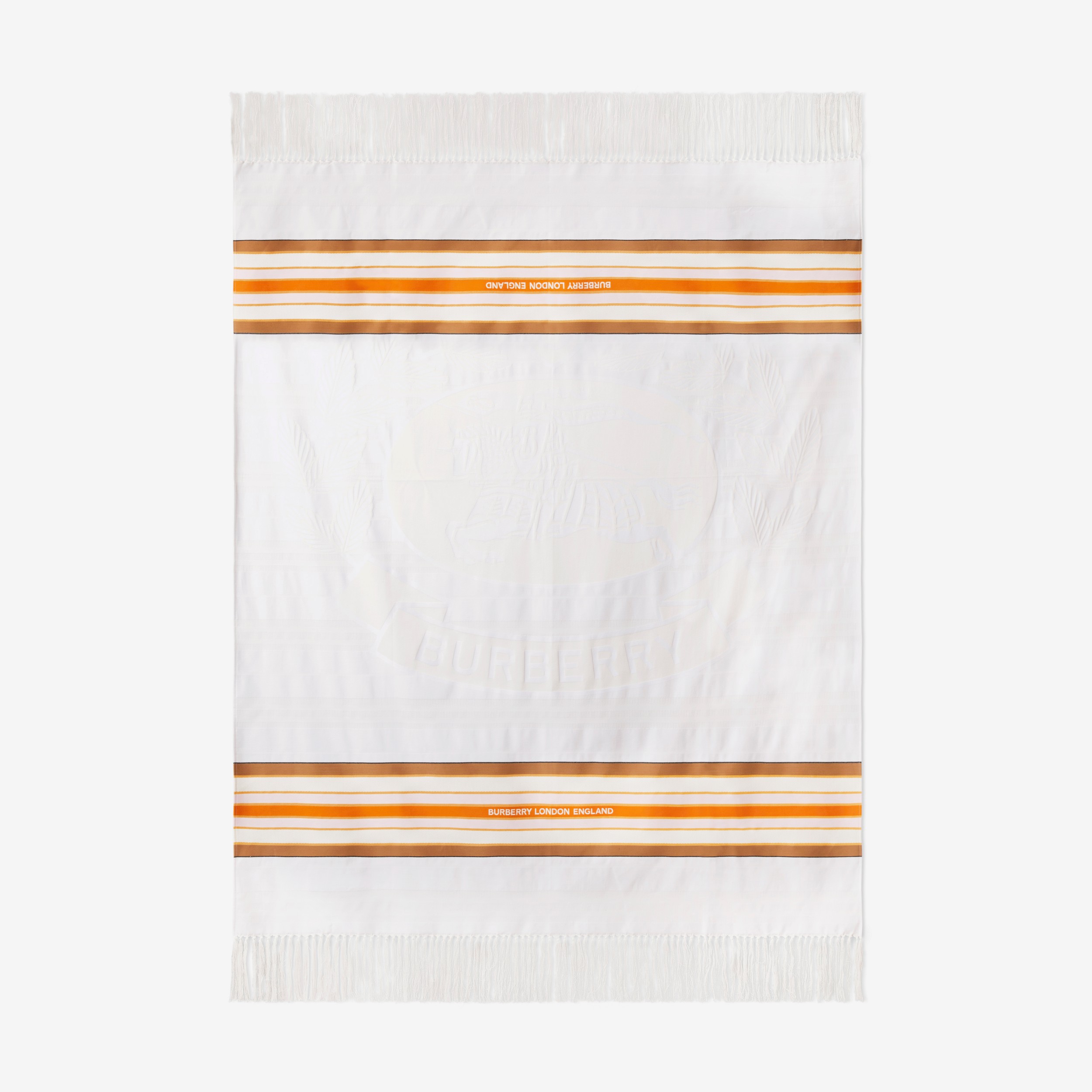 马术骑士徽标棉质毛毯 (自然白) | Burberry® 博柏利官网 - 1