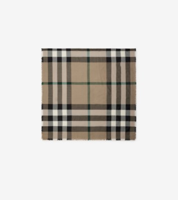 【関税＆送料込み】Burberry Check Silk Foulard Check Silk Scarf in Sand | Burberry® Official