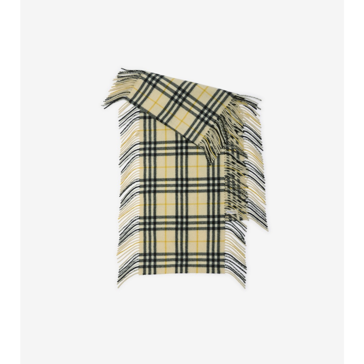 Shop Burberry Check Cashmere Happy Scarf In Candle