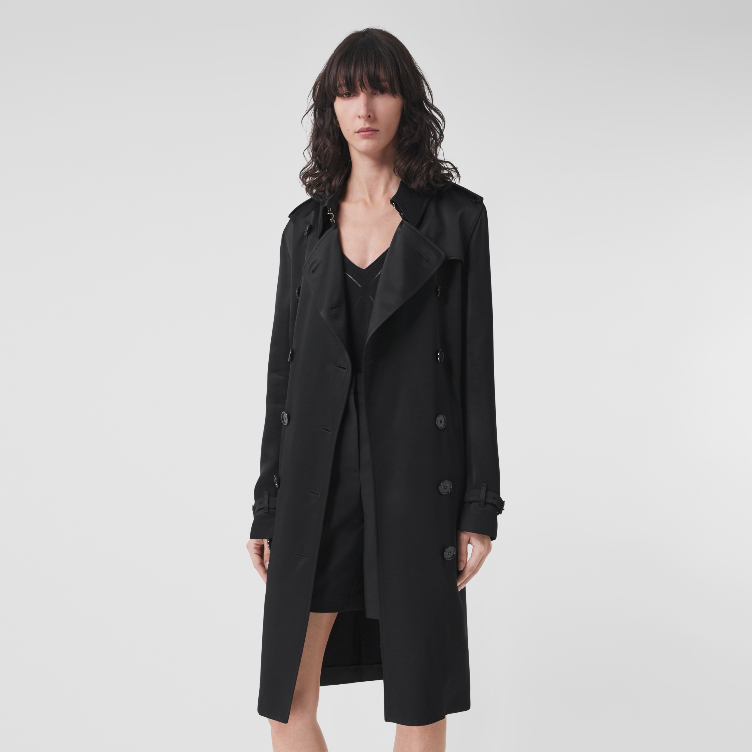 Silk-lined Long Trench Coat in Black - Women | Burberry® Official