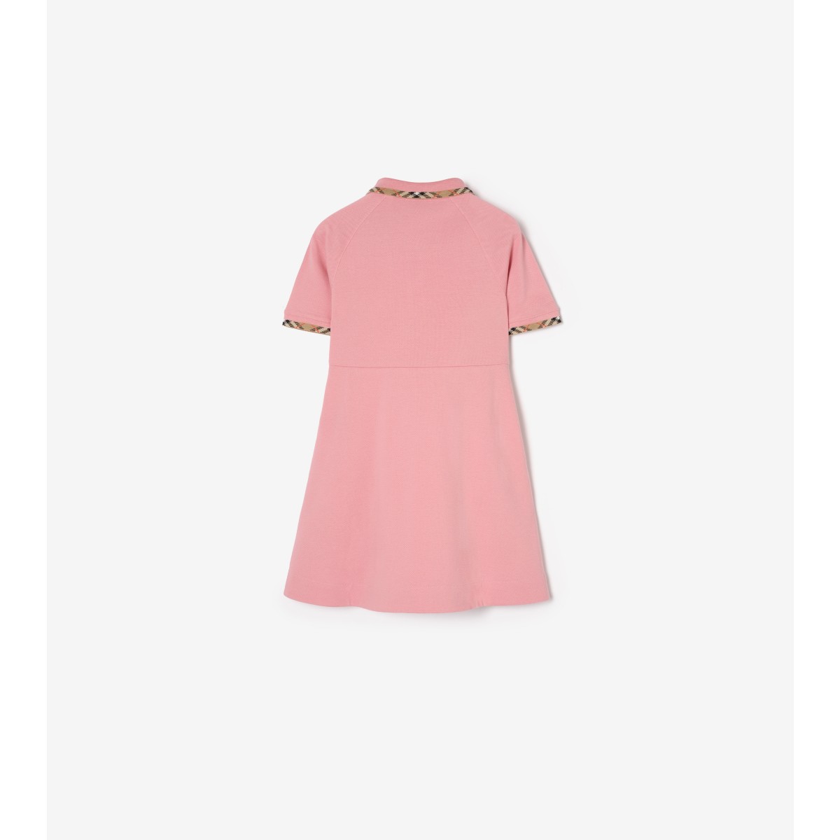  Check Trim Cotton Polo Shirt Dress