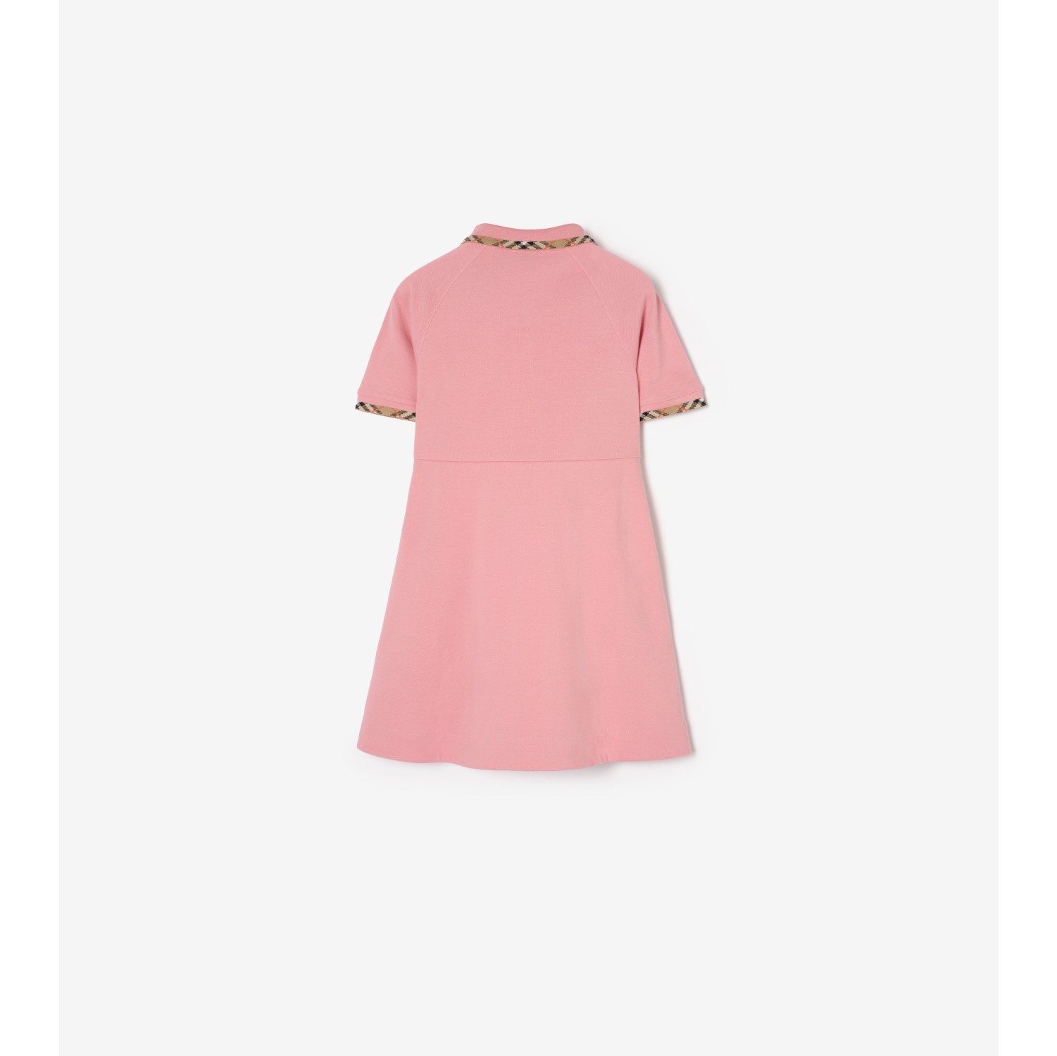 Check Trim Cotton Polo Shirt Dress
