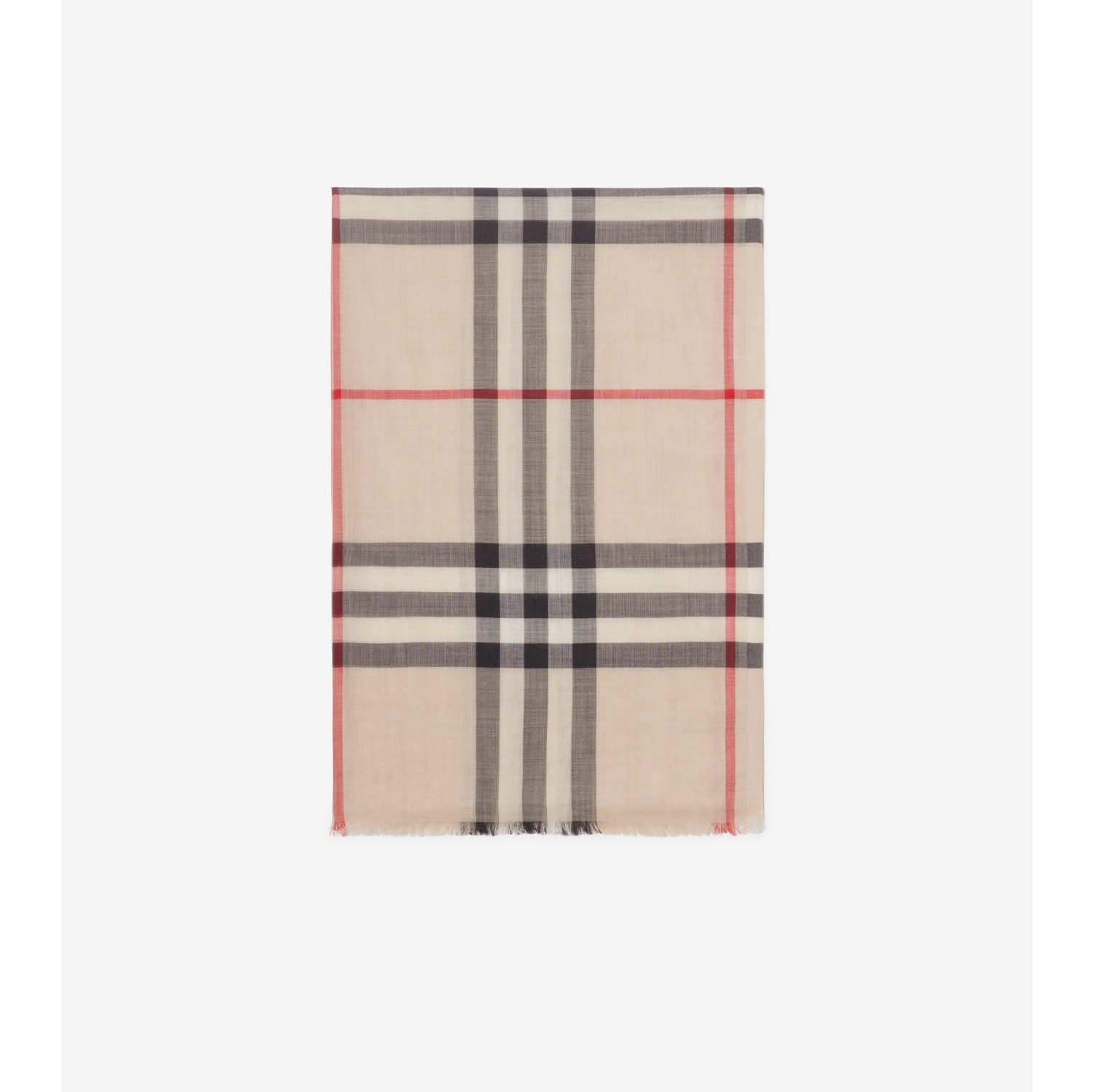 Check Wool Silk Scarf