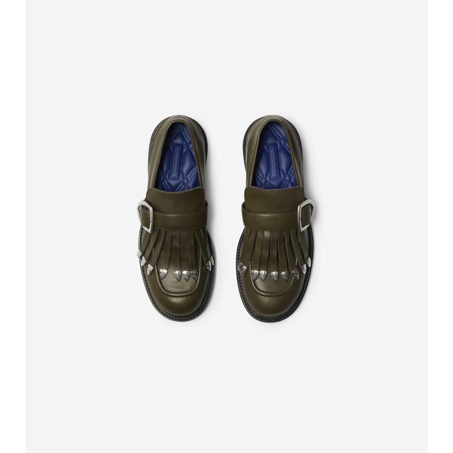 Leather Cobble Fringe Loafers