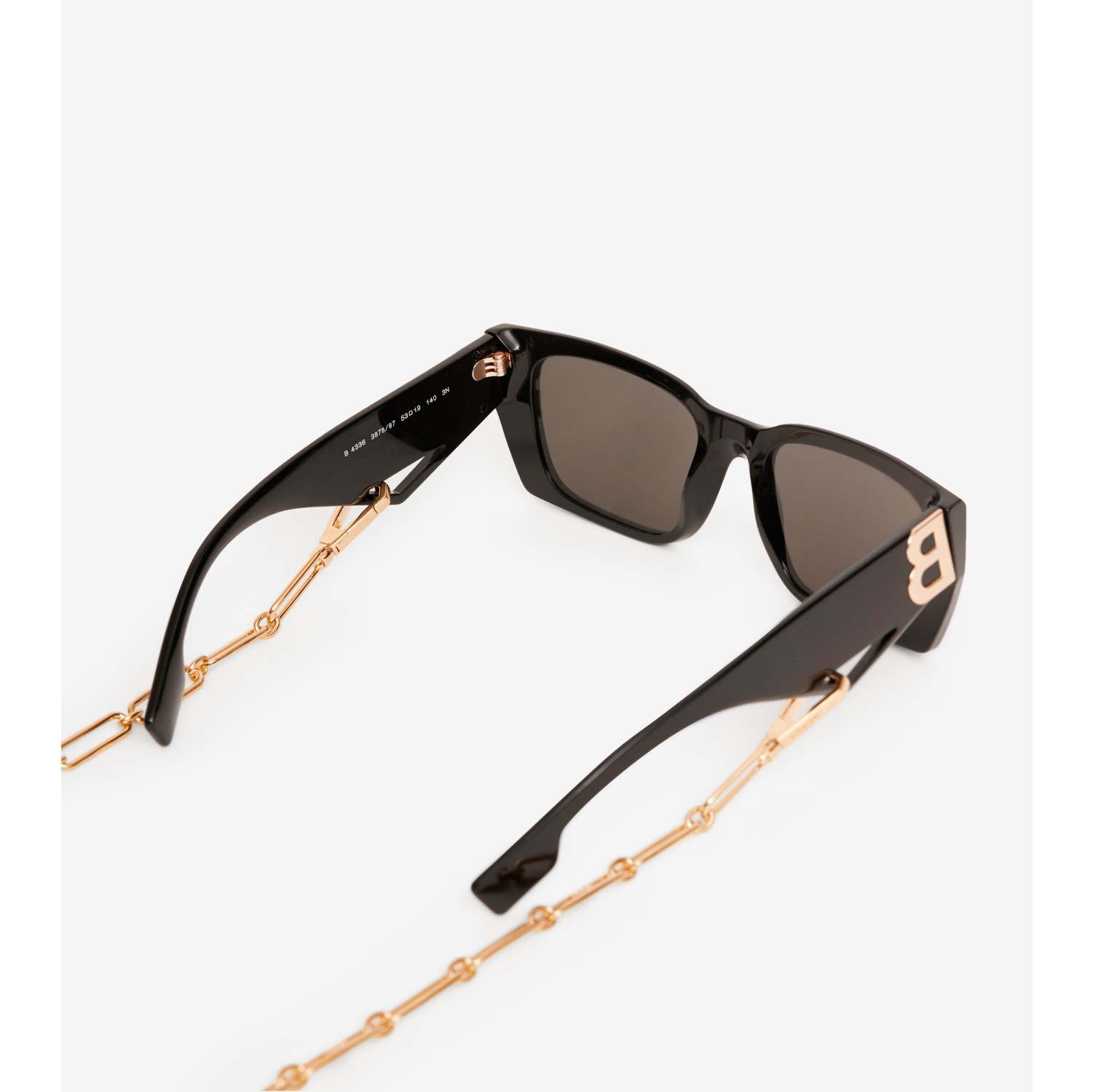 B Motif Square Frame Sunglasses in Black