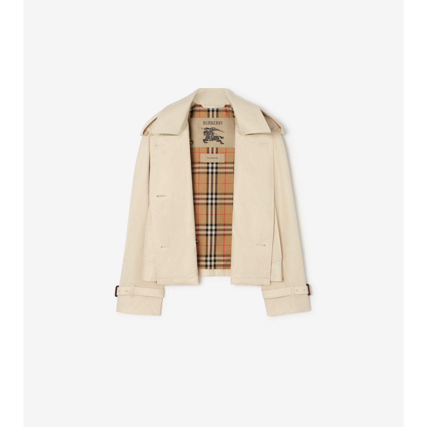 BURBERRY アウター Cropped Tropical Gabardine Mayfair Trench Jacket in Stone beige