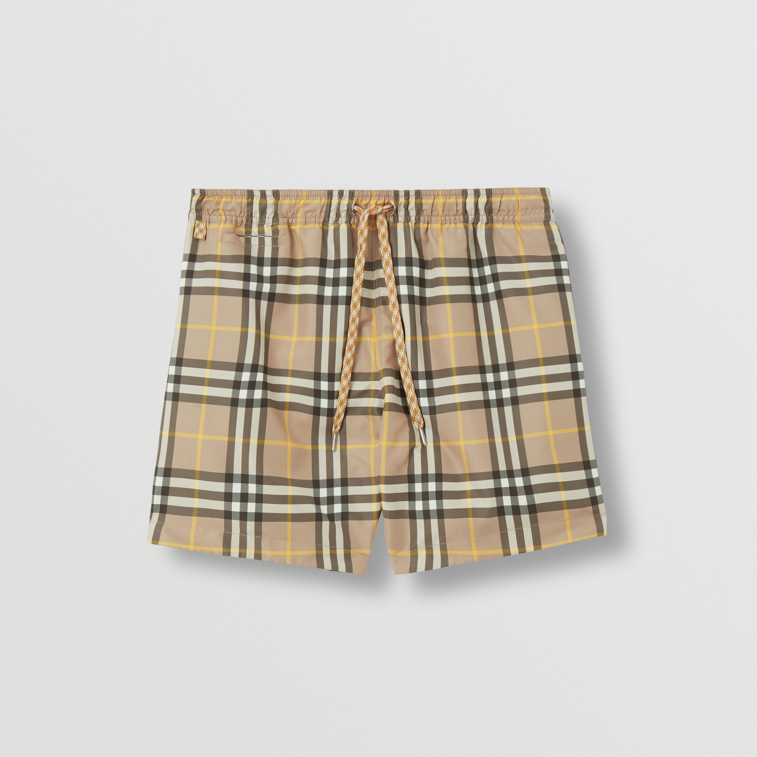 Check Print Drawcord Swim Shorts in Truffle - Men | Burberry® Official - 1