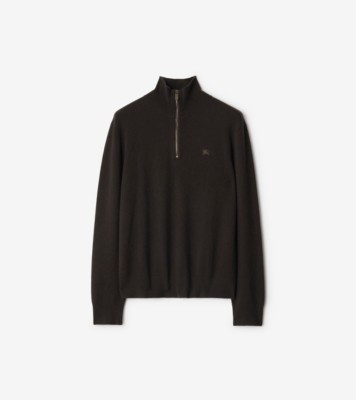 Cashmere Blend Half-zip Sweater in Scorched brown - Men