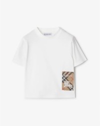 Check Label Cotton T-shirt in colour White