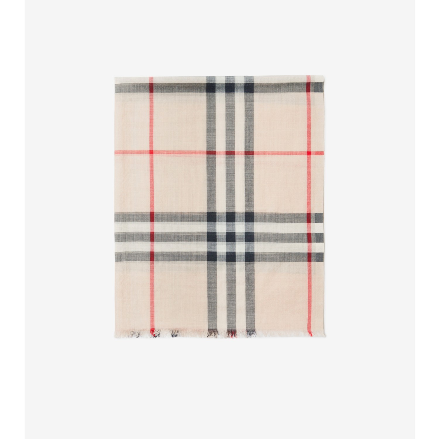 Wide Check Wool Silk Scarf