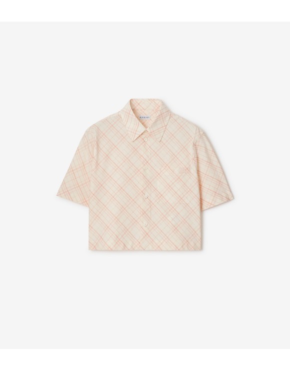 Camicia cropped in cotone con motivo Check
