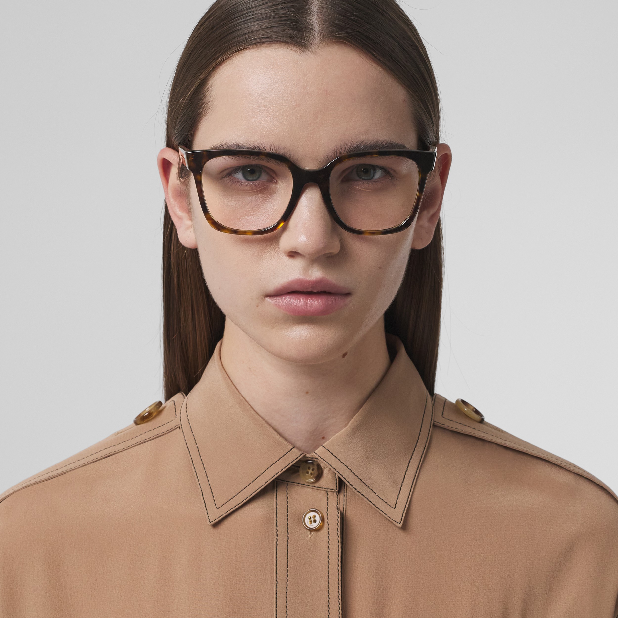Eckige Korrekturbrille aus Bio-Acetat (Schildpattfarben/beige) - Damen | Burberry® - 3