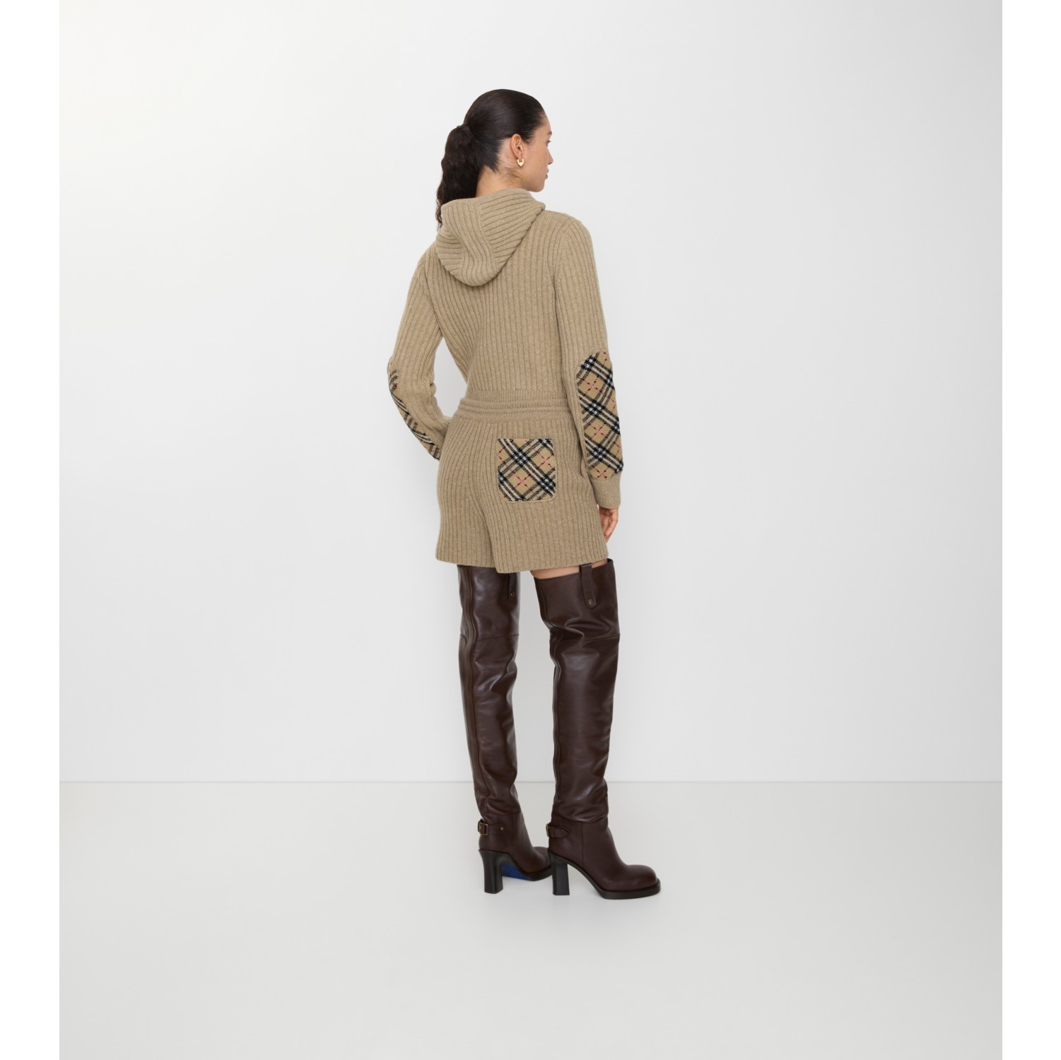 Wool Cashmere Shorts in Light brown melange - Women | Burberry® Official