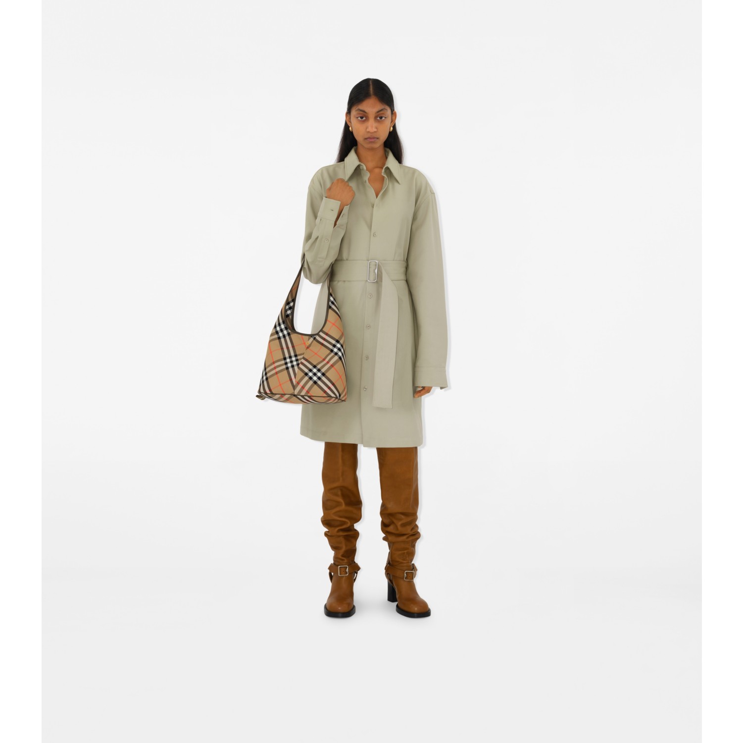 Small Check Shoulder Bag in Sand Women Burberry Official