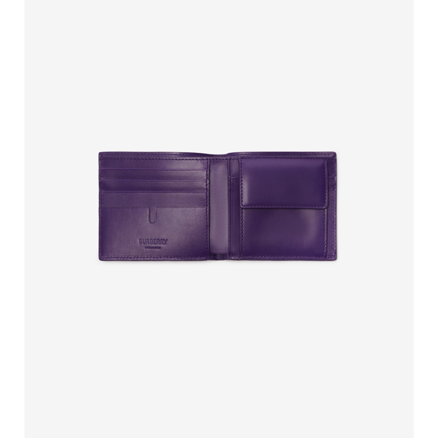 Check Leather Bifold Coin Wallet in Royal - Men