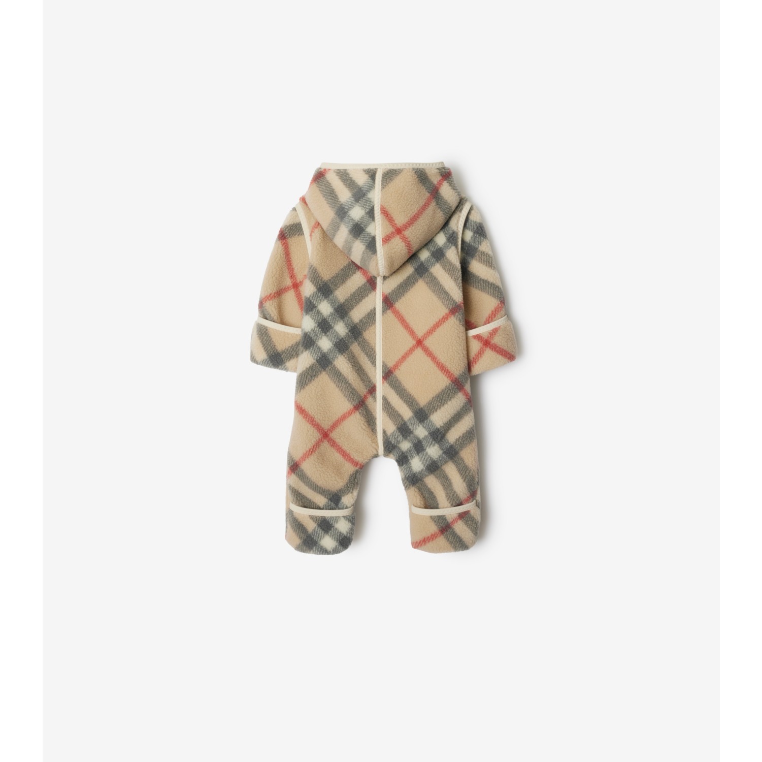 Check Fleece Jumpsuit in Pale stone Children Burberry Official