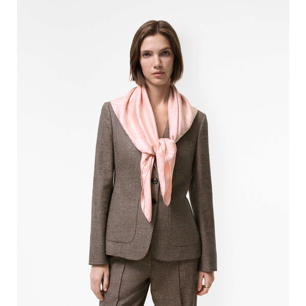  Check Floral Crest Scarf