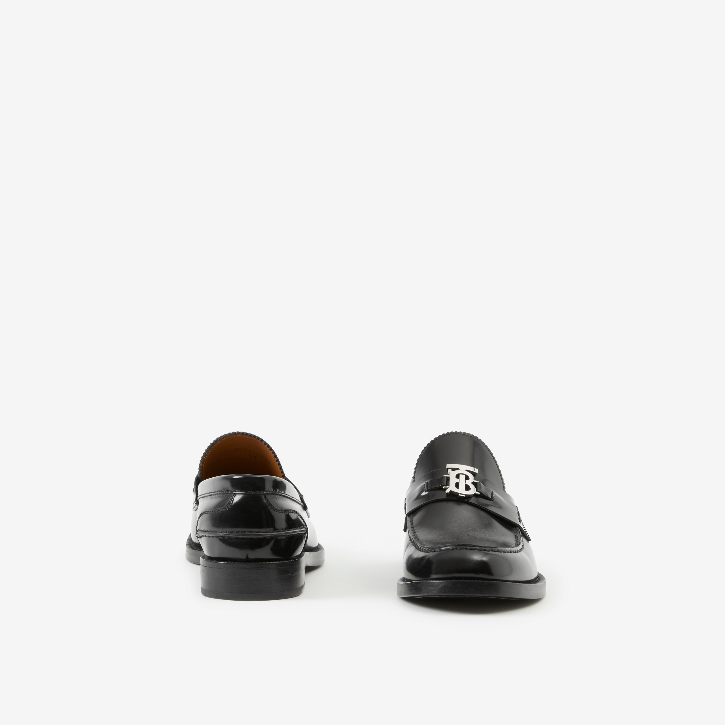 Monogram Motif Leather Loafers in Black - Men | Burberry® Official - 4