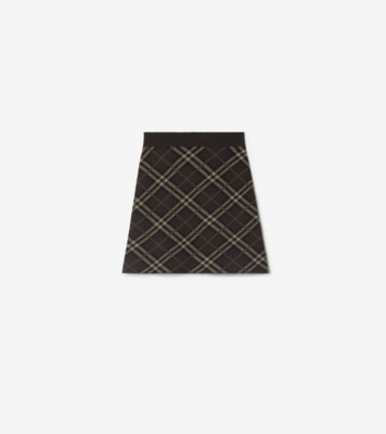 ✨極美品✨BURBERRY (バーバリー) カシミヤ製 チェック スカート チェック ウールカシミアスカート (トリュフブラウン
