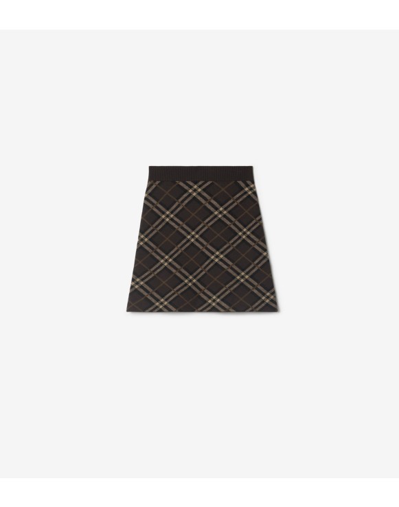 Check Wool Cashmere Skirt
