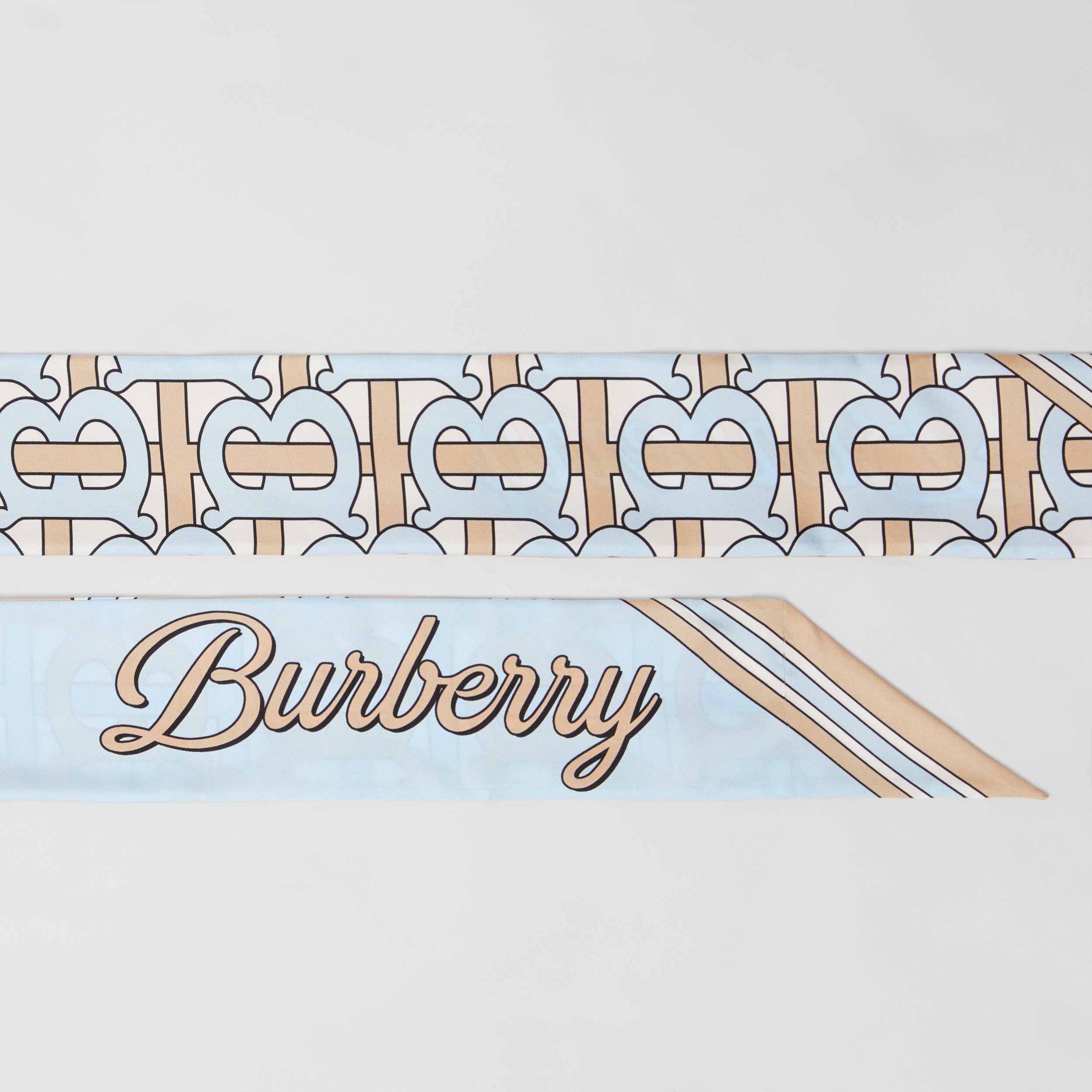 Pañuelo estrecho en seda con estampado de montaje (Rosa Beige Suave/azul Pálido) | Burberry® oficial - 2