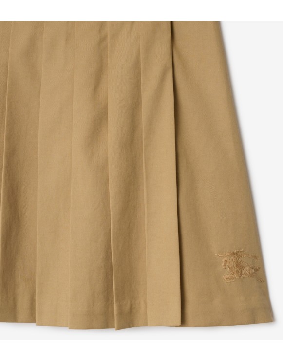 Pleated Cotton Blend Skirt