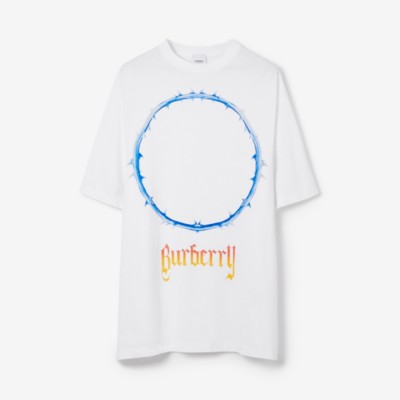 BURBERRY BURBERRY THORN AND LOGO PRINT COTTON OVERSIZED T-SHIRT