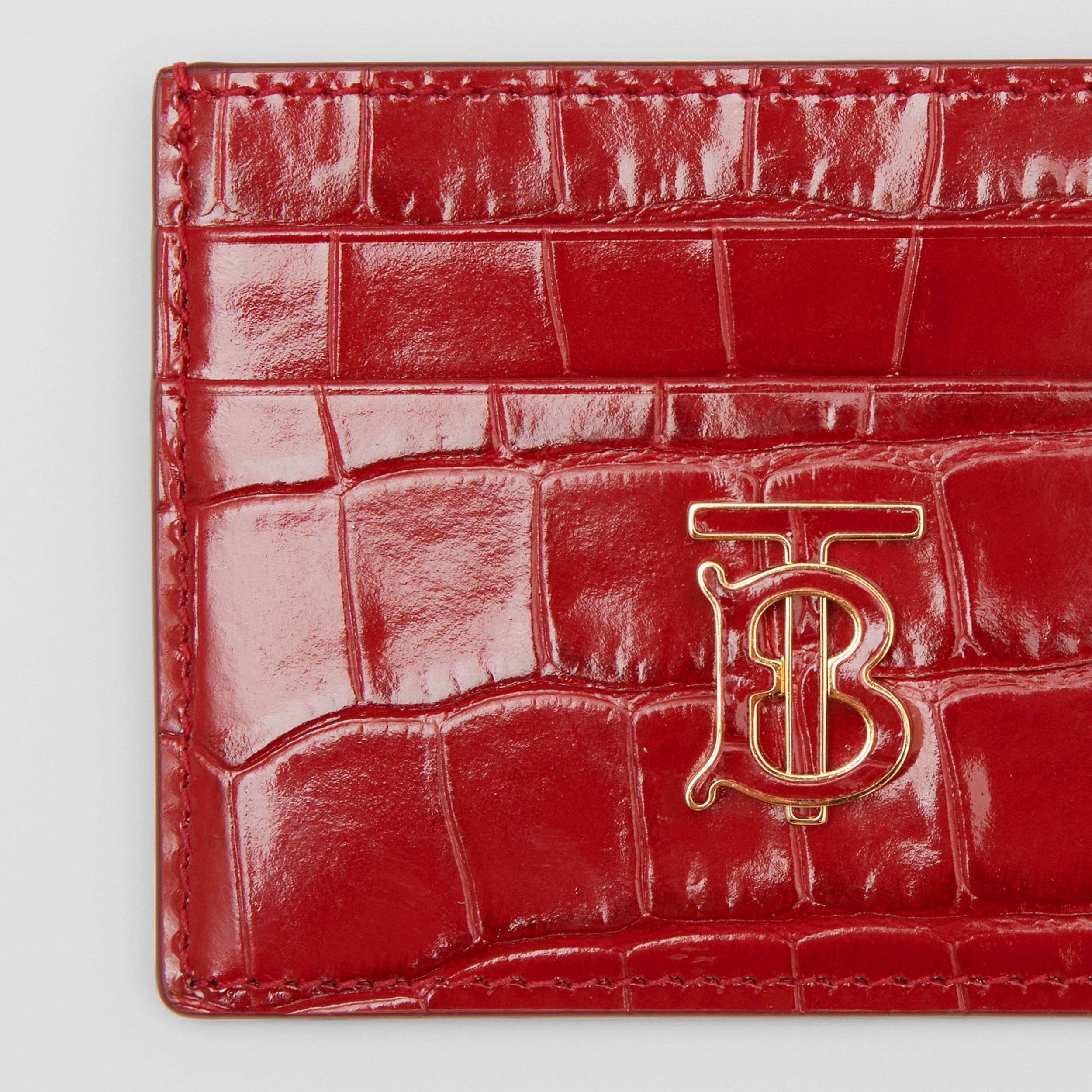 Embossed Leather TB Card Case in Dark Carmine - Women | Burberry® Official - 2