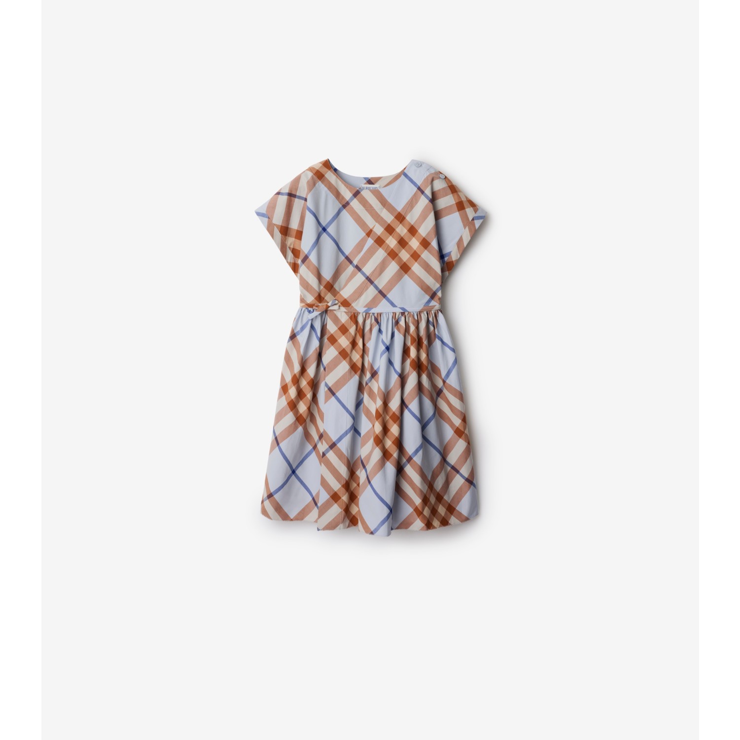 Check Cotton Dress in Slate blue Burberry Official