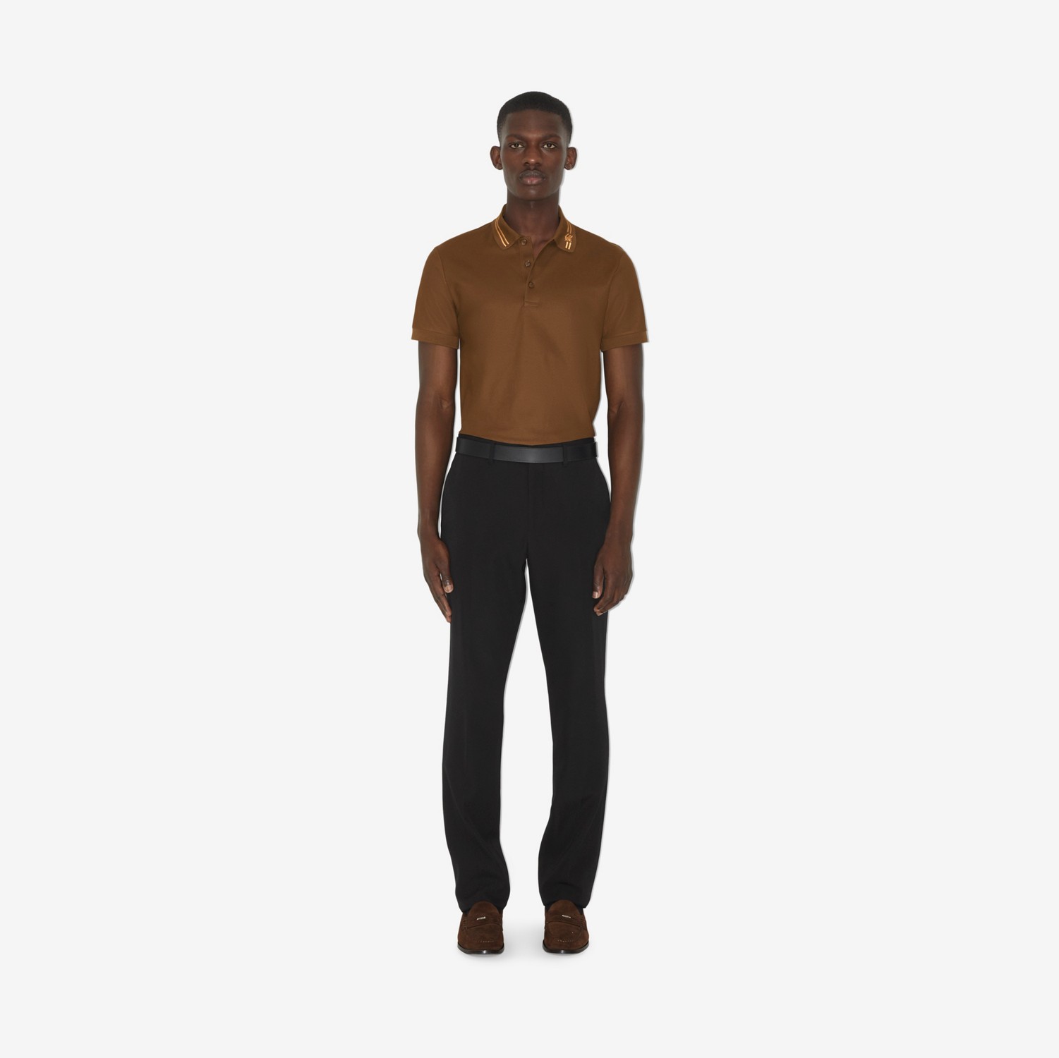 モノグラムモチーフ コットン ポロシャツ (ダークバーチブラウン) - メンズ | Burberry®公式サイト