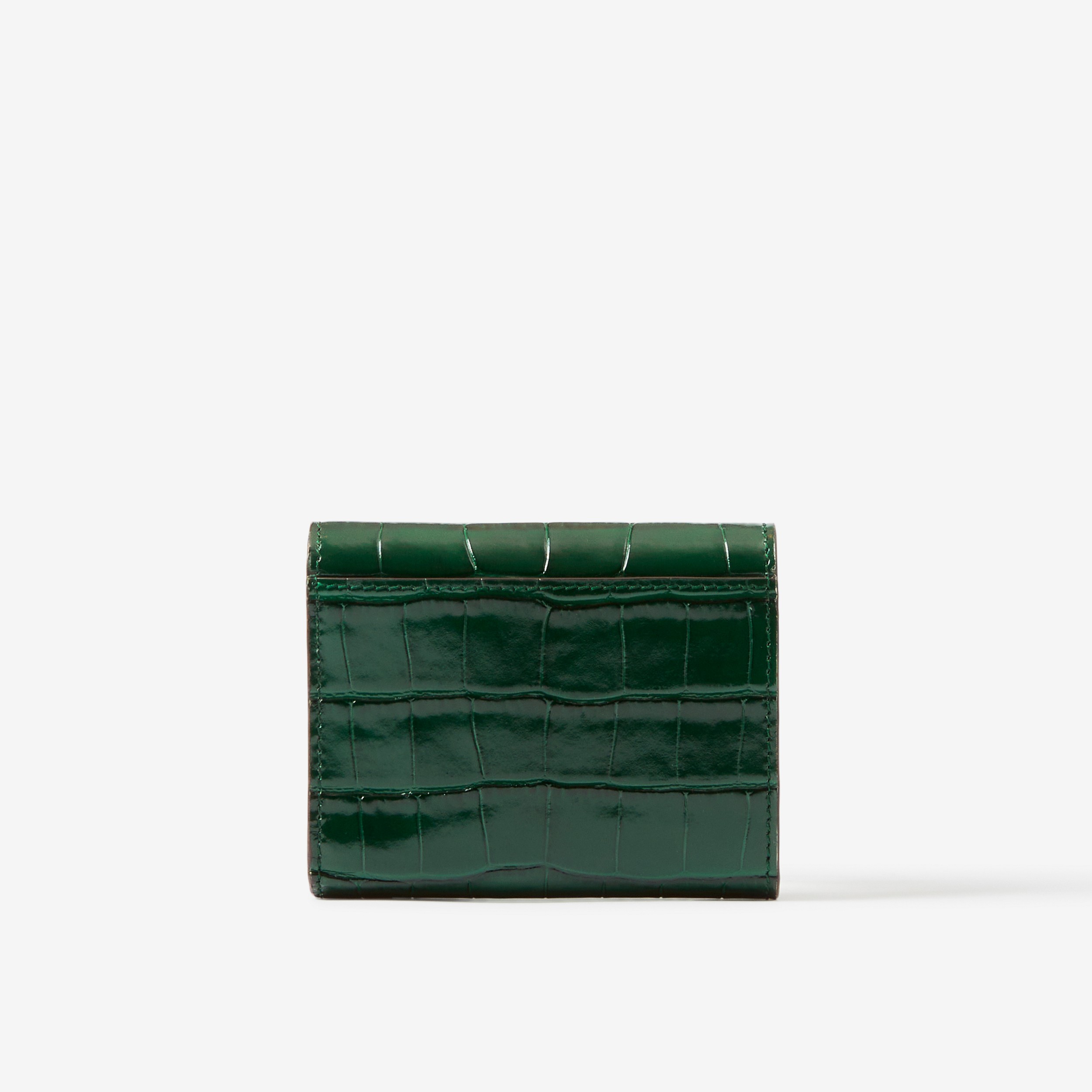 Embossed Leather TB Compact Wallet in Dark Viridian Green - Women | Burberry® Official - 3