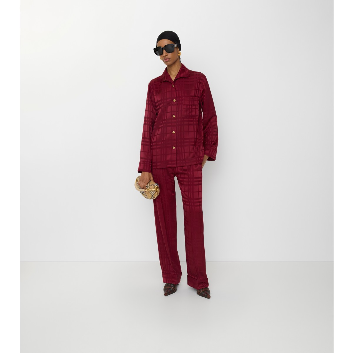  Check Silk Pyjama Trousers