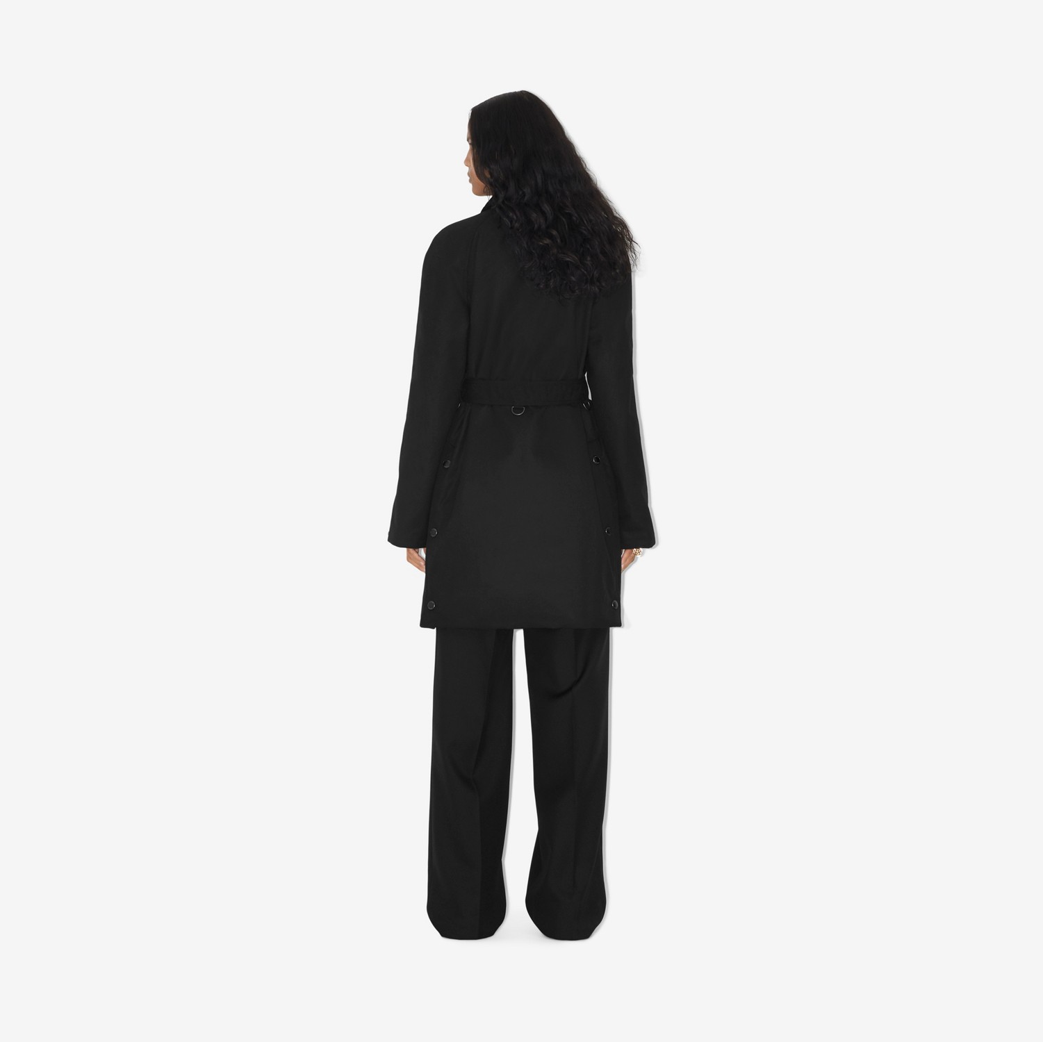 Abrigo en algodón encerado con EKD bordado (Negro) - Mujer | Burberry® oficial