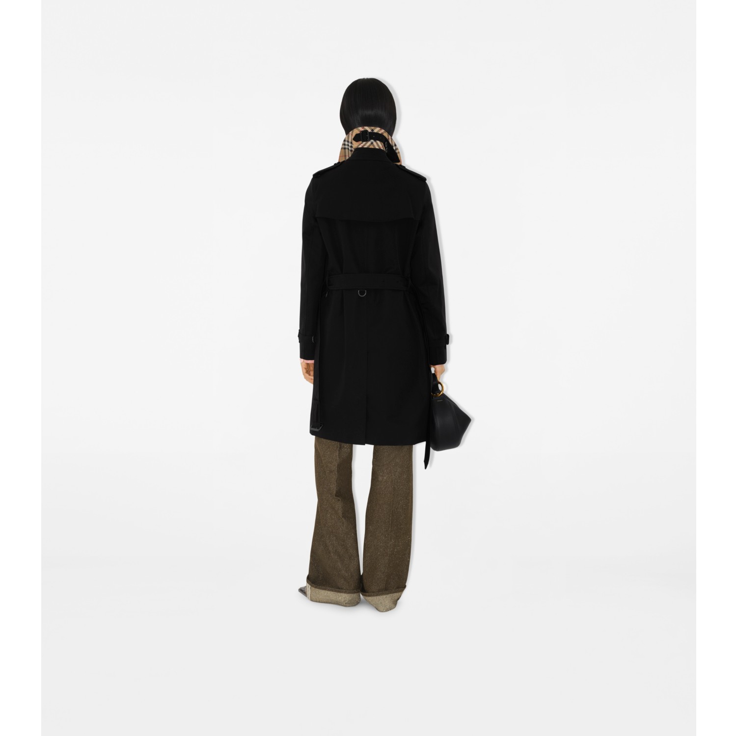 Mid-length Kensington Heritage Trench Coat in Black - Women, Cotton Gabardine | Burberry® Official