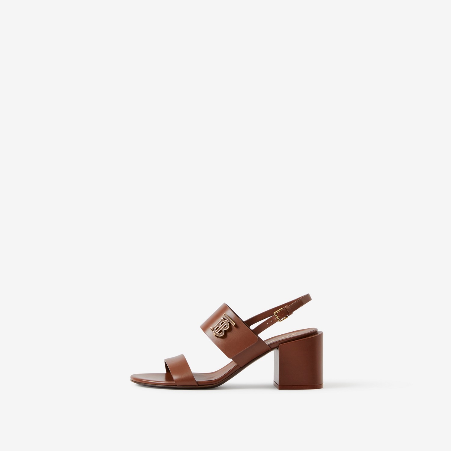 Monogram Motif Leather Sandals in Pine Cone Brown - Women | Burberry® Official