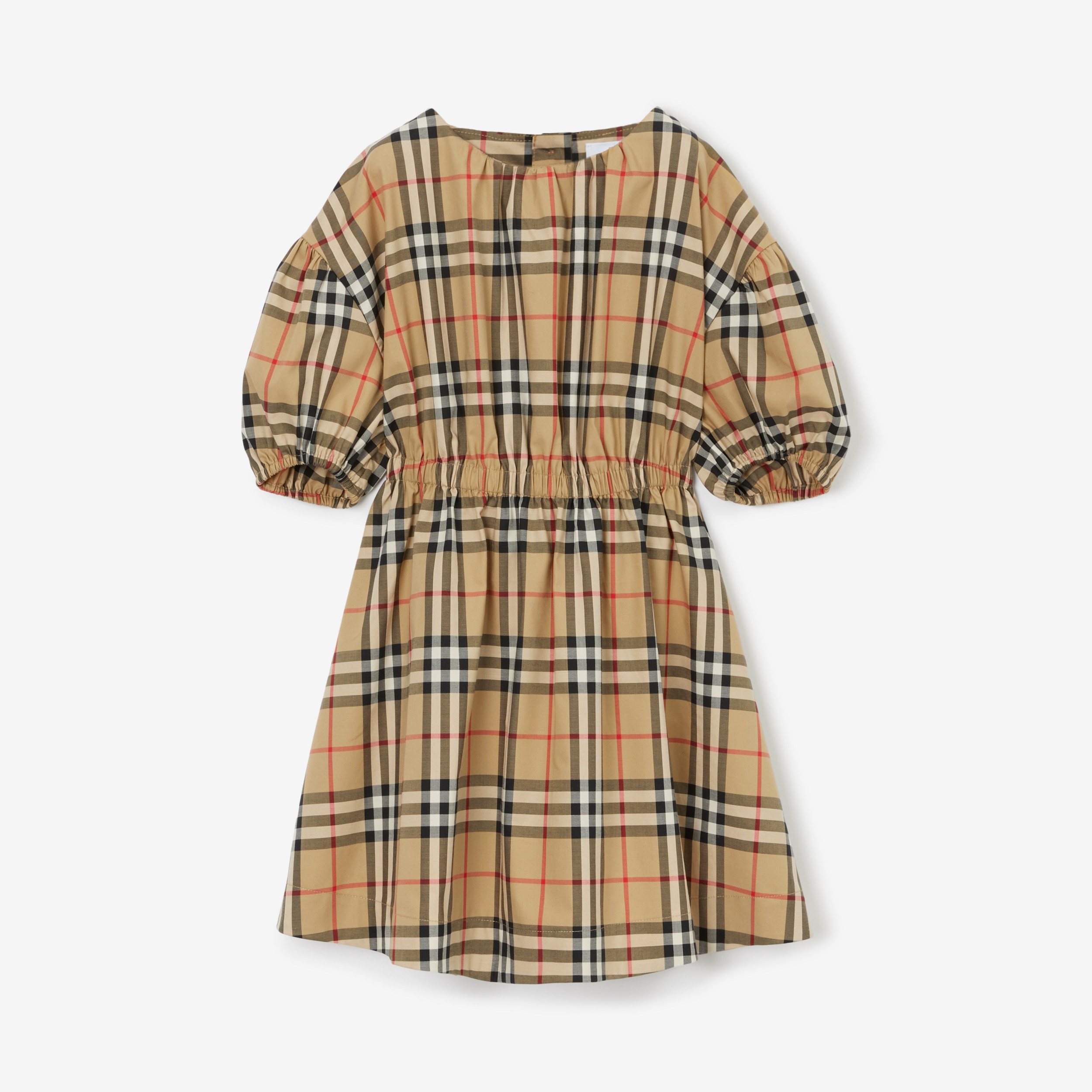 pakke håndtag Clancy Check Stretch Cotton Dress in Archive Beige | Burberry® Official