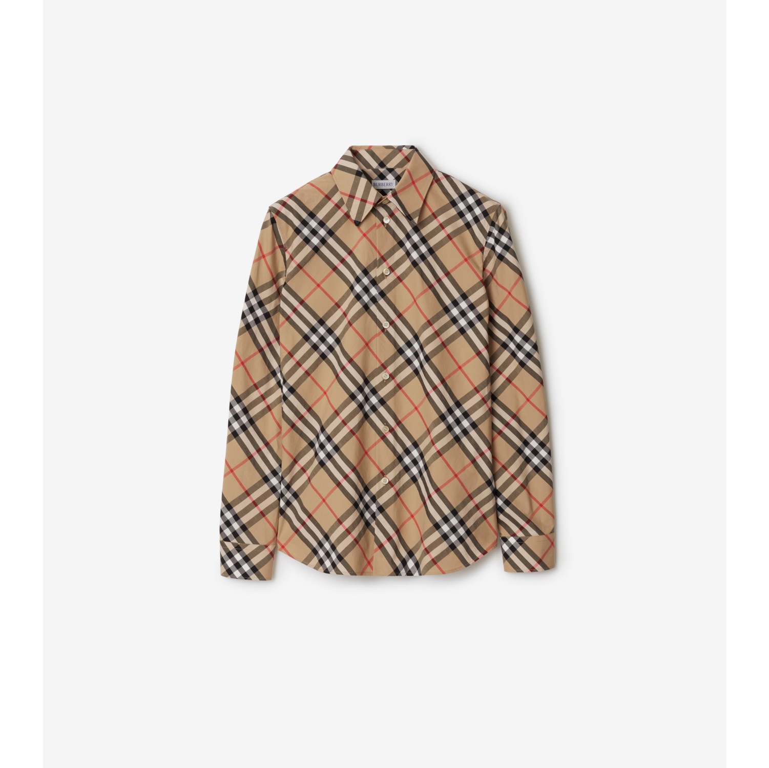 Slim Fit Check Cotton Shirt in Sand - Women | Burberry® Official