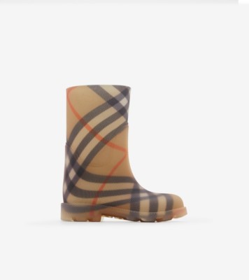BURBERRY ウエスタンブーツ ベージュ　バーバリーチェック　36 チェック ラバー マーシュ ハイブーツ (サンド) - チルドレンズ