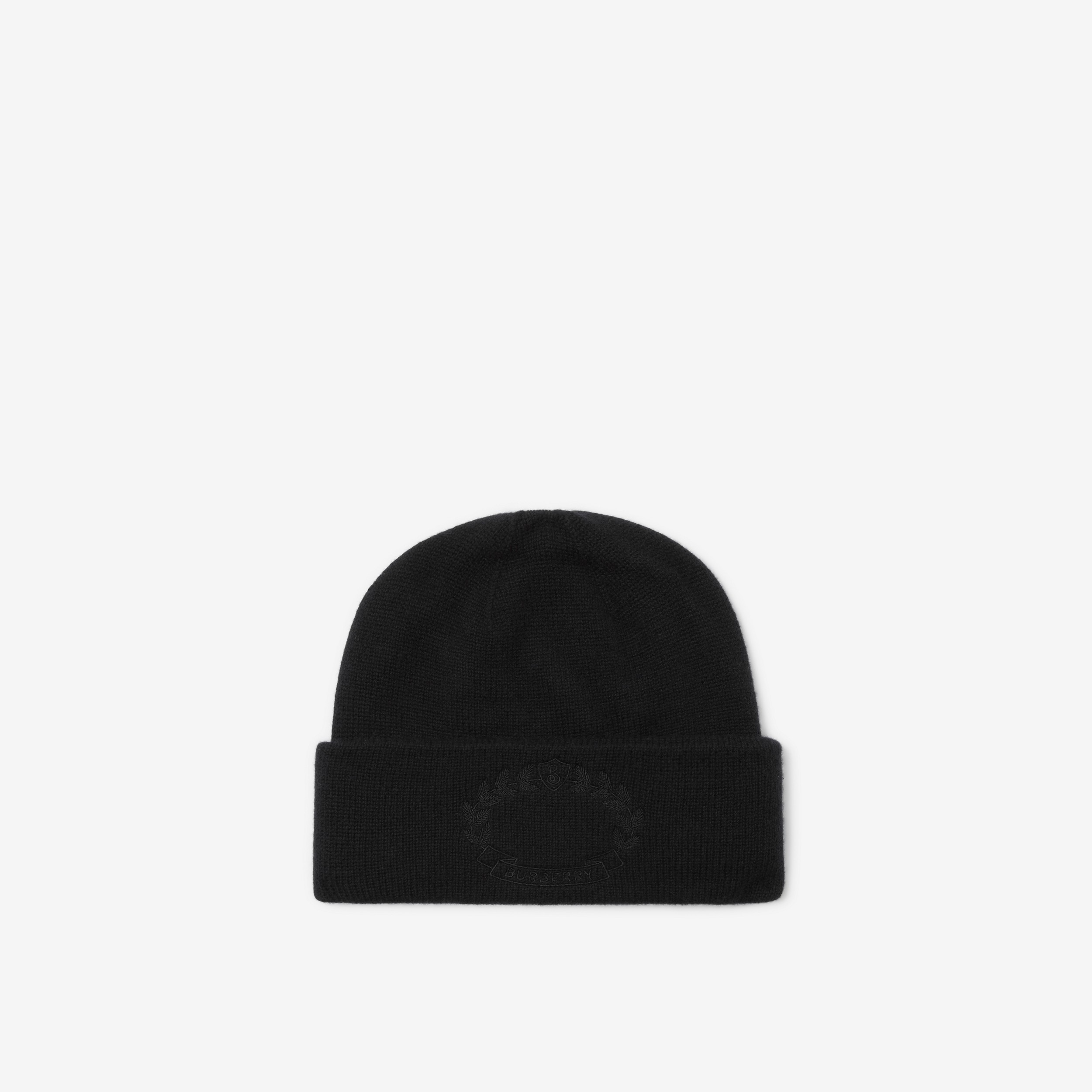 橡木叶徽章羊绒毛线帽 (黑色) | Burberry® 博柏利官网 - 1